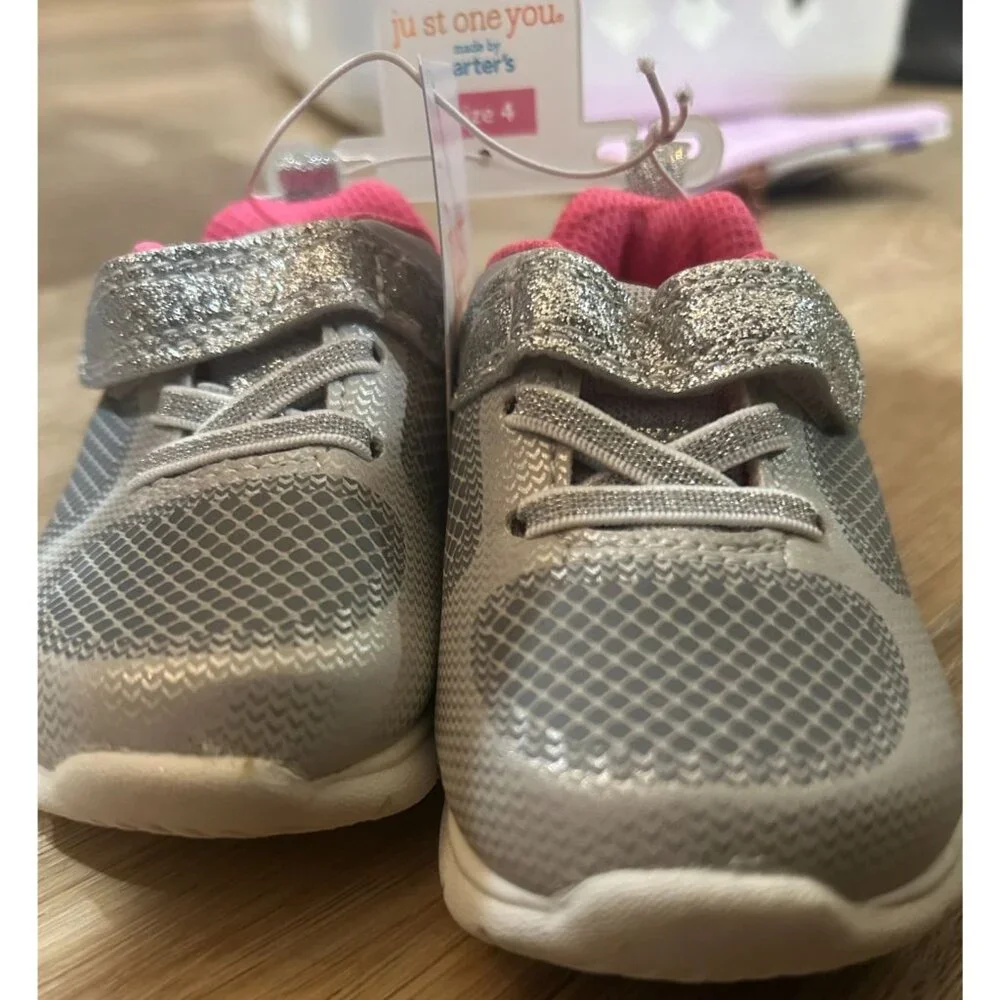 NEW Carter's Just One You® Baby Girls' Trainee Sneakers - Silver 4 - MSRP $18.99